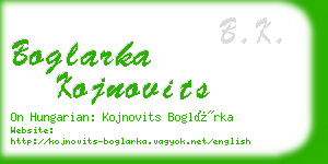 boglarka kojnovits business card